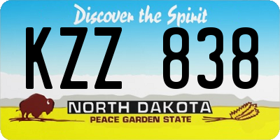 ND license plate KZZ838