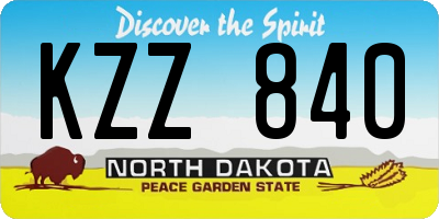 ND license plate KZZ840