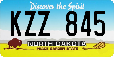 ND license plate KZZ845