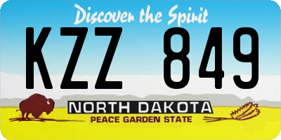 ND license plate KZZ849