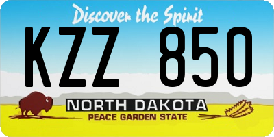 ND license plate KZZ850