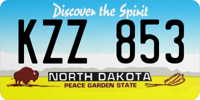 ND license plate KZZ853