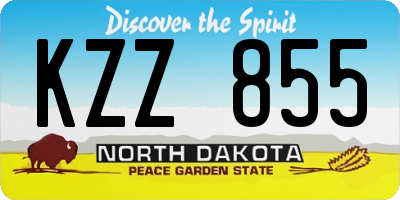 ND license plate KZZ855