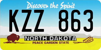 ND license plate KZZ863