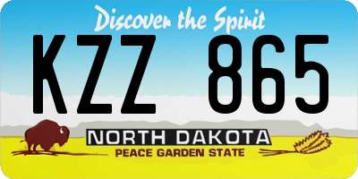 ND license plate KZZ865