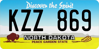 ND license plate KZZ869