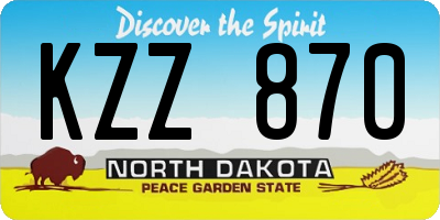 ND license plate KZZ870