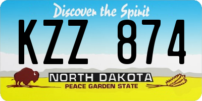 ND license plate KZZ874