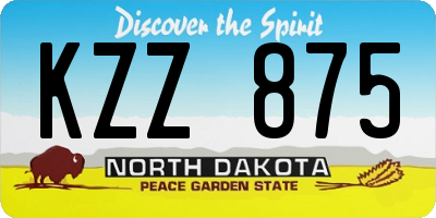 ND license plate KZZ875