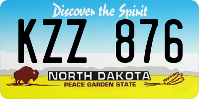ND license plate KZZ876