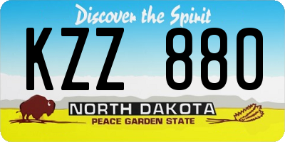 ND license plate KZZ880