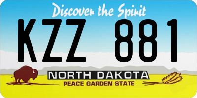 ND license plate KZZ881