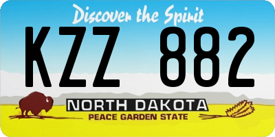 ND license plate KZZ882