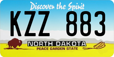 ND license plate KZZ883