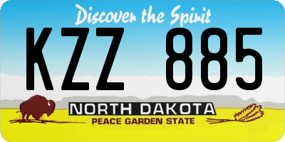 ND license plate KZZ885