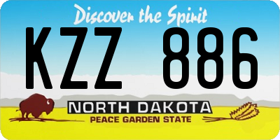 ND license plate KZZ886