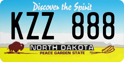 ND license plate KZZ888