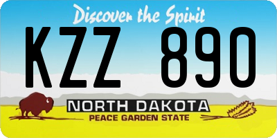 ND license plate KZZ890