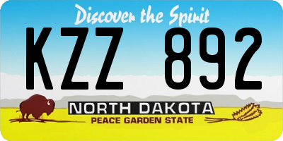 ND license plate KZZ892
