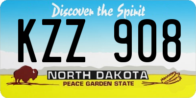 ND license plate KZZ908