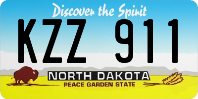 ND license plate KZZ911