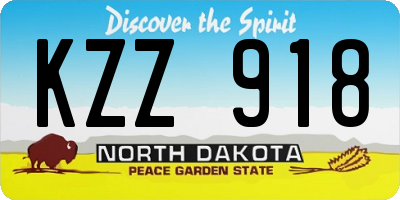 ND license plate KZZ918