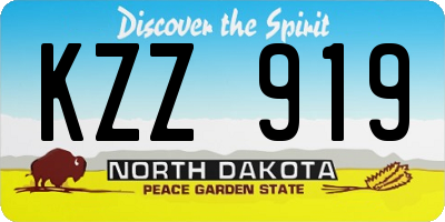 ND license plate KZZ919