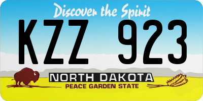 ND license plate KZZ923