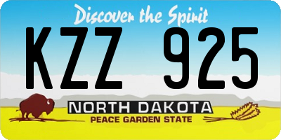 ND license plate KZZ925