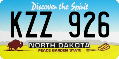 ND license plate KZZ926