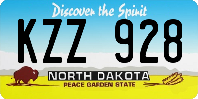 ND license plate KZZ928