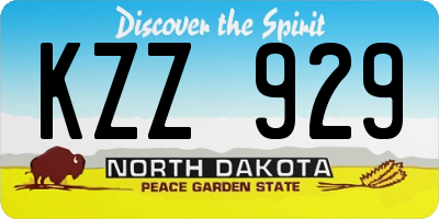 ND license plate KZZ929