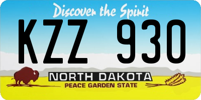 ND license plate KZZ930