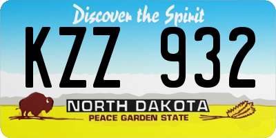 ND license plate KZZ932