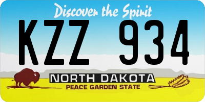 ND license plate KZZ934