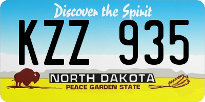 ND license plate KZZ935