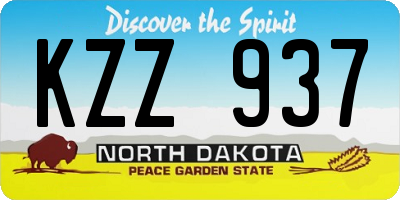 ND license plate KZZ937