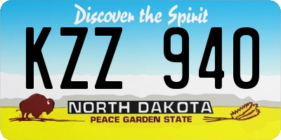 ND license plate KZZ940