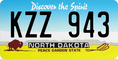 ND license plate KZZ943