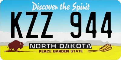 ND license plate KZZ944