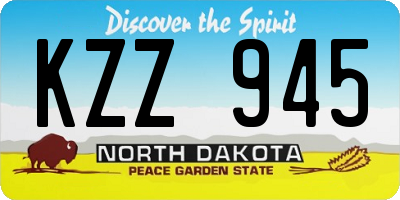 ND license plate KZZ945