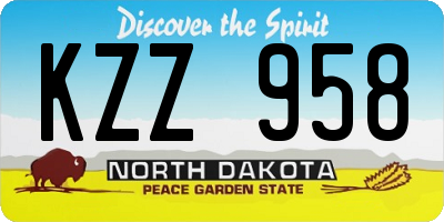 ND license plate KZZ958