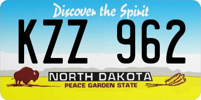 ND license plate KZZ962