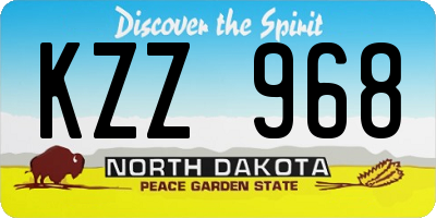 ND license plate KZZ968