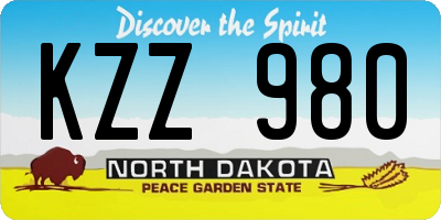 ND license plate KZZ980