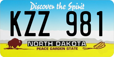 ND license plate KZZ981