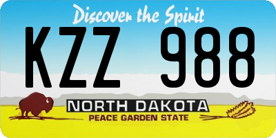 ND license plate KZZ988