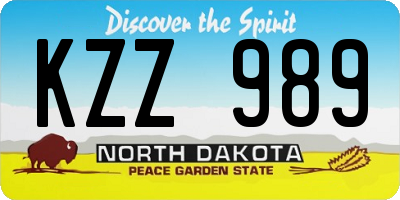 ND license plate KZZ989