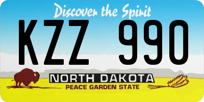 ND license plate KZZ990