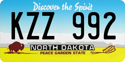 ND license plate KZZ992